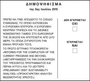 Ψηφοδέλτιο δημοψηφίσματος 2015